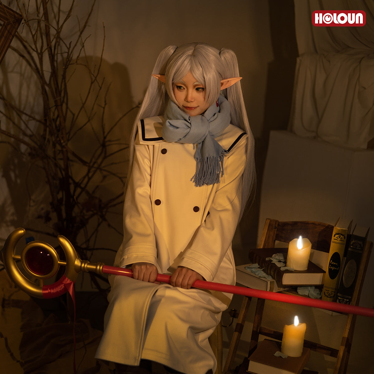 Pre-sale HOLOUN Frieren Beyond Journey's End Anime Frieren Cosplay Costume Winter Coat Wig Ponytail Halloween Christmas Convention