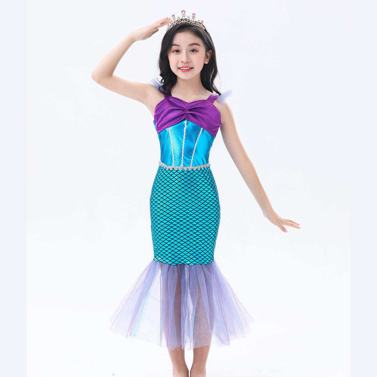 HOLOUN Mermaid Princess Cosplay Costume Kids Girls Children Dress Carnival Birthday Party Clothes Gift B1