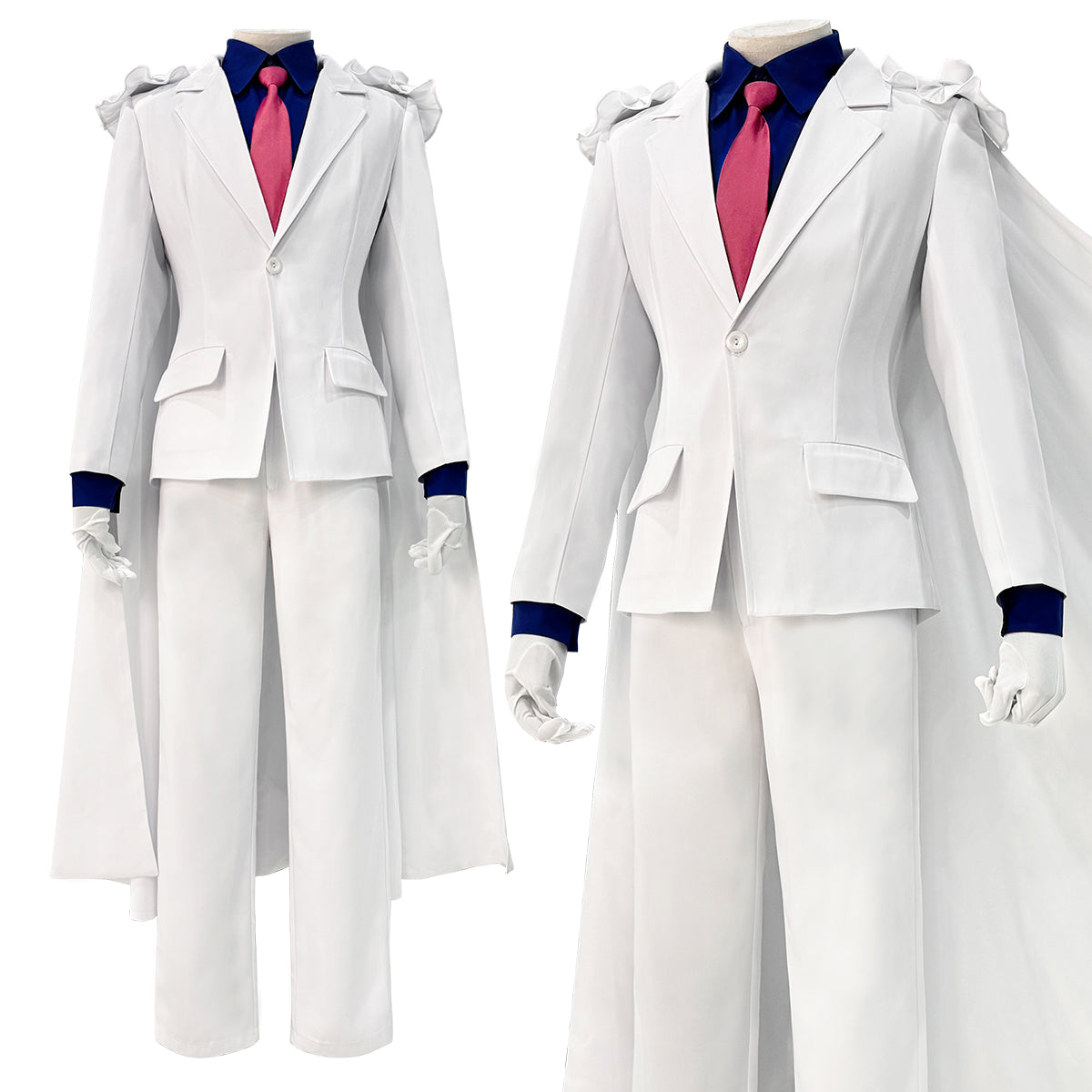 HOLOUN Detective Conan Anime Kuroba Kaito cosplay Costume White Cloak Suit Pants Dark Blue Shirt Red Tie Halloween Christmas