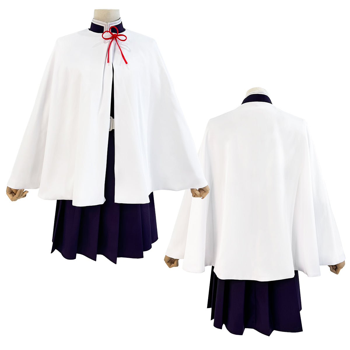 HOLOUN Demon Anime Tsuyuri Kanawo Cosplay Costume Wig Embroidery Purple Top Skirt White Cloak Belt Cos Halloween Christmas Gift