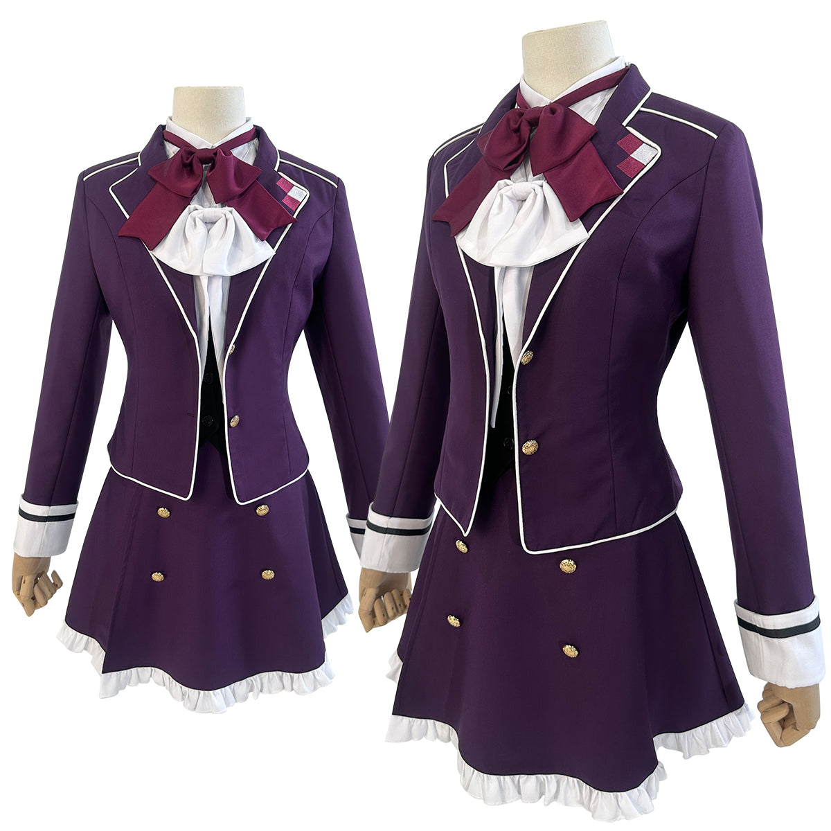 HOLOUN Diabolik Lovers Anime Komori Yui Cosplay Costume Wig School Uniform Embroidery Suit Vest Skirt Shirt 2 Bow Ties Daily Wear