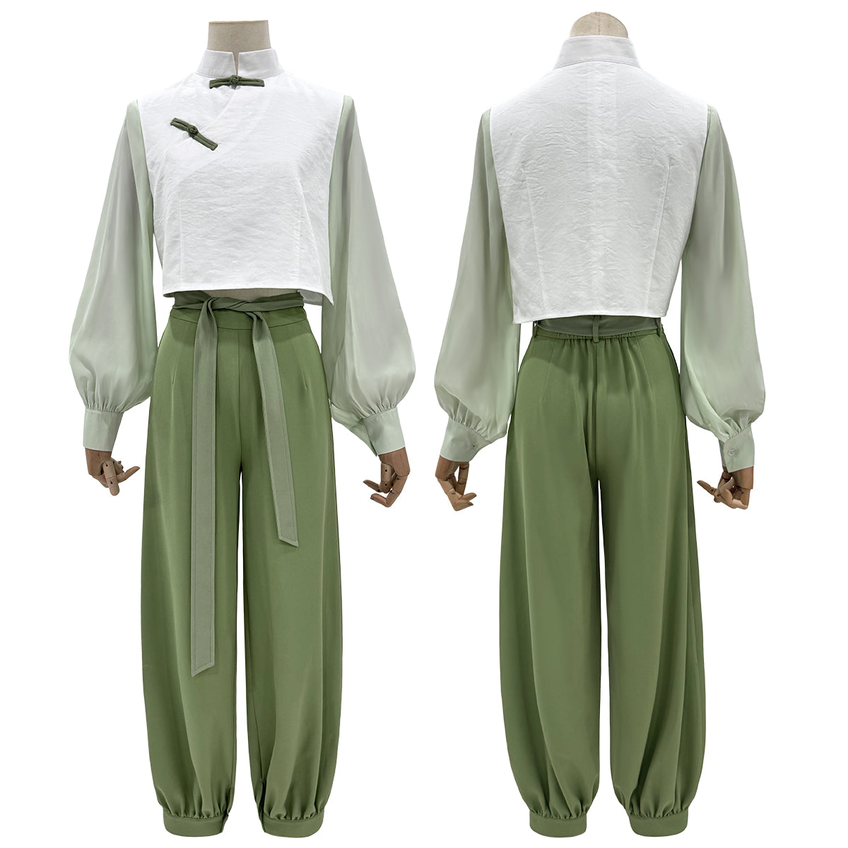 Pre-sale Pre-sale HOLOUN Xiao Hei Anime Luye Cosplay Costume White Green KungFu Top Pants Belt Animation Convention Halloween Christmas