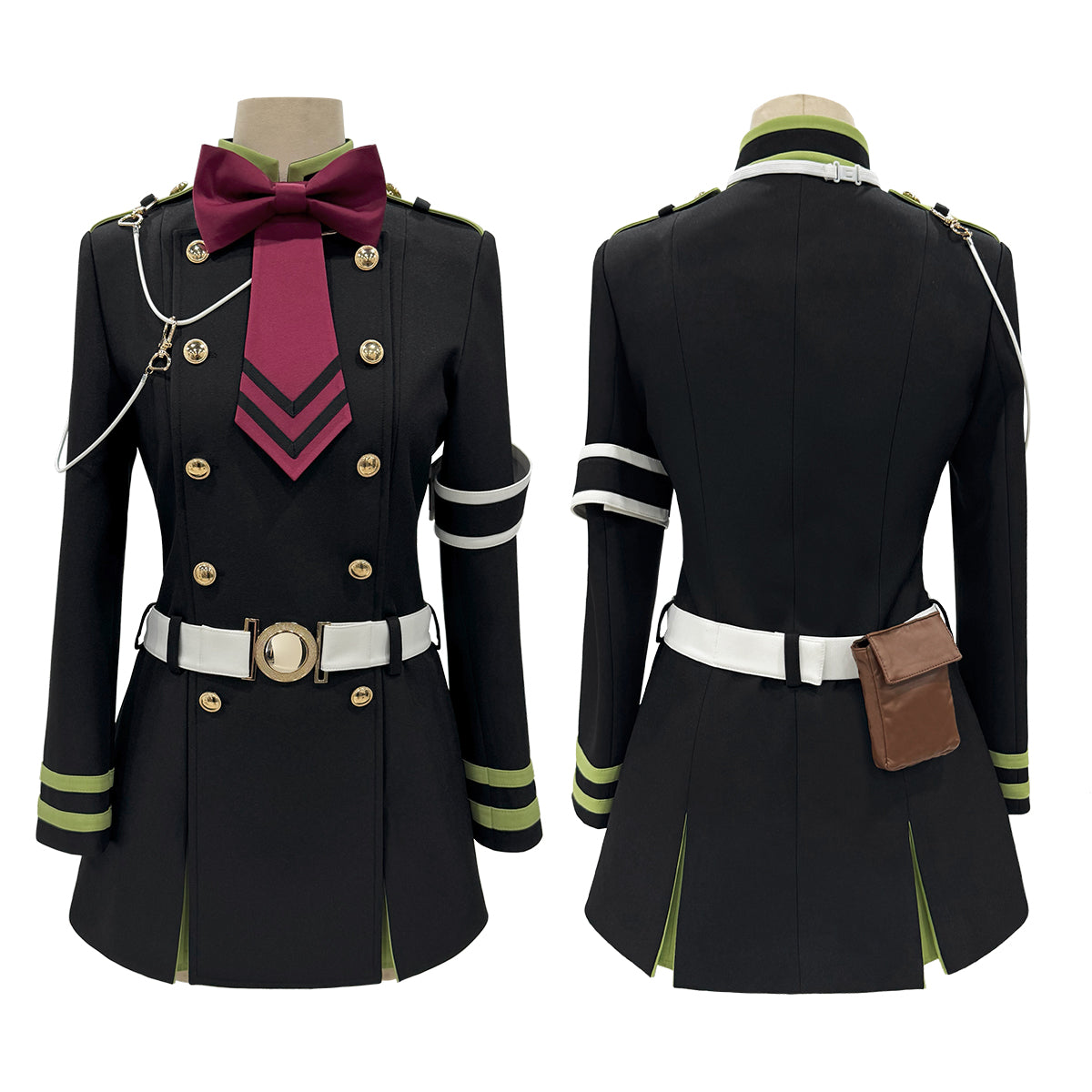 Pre-sale HOLOUN Seraph Of The End Anime Shinoa Hiiragi Cosplay Costume Coat Belt Bow Tie Halloween Christmas Convention Daily Wear