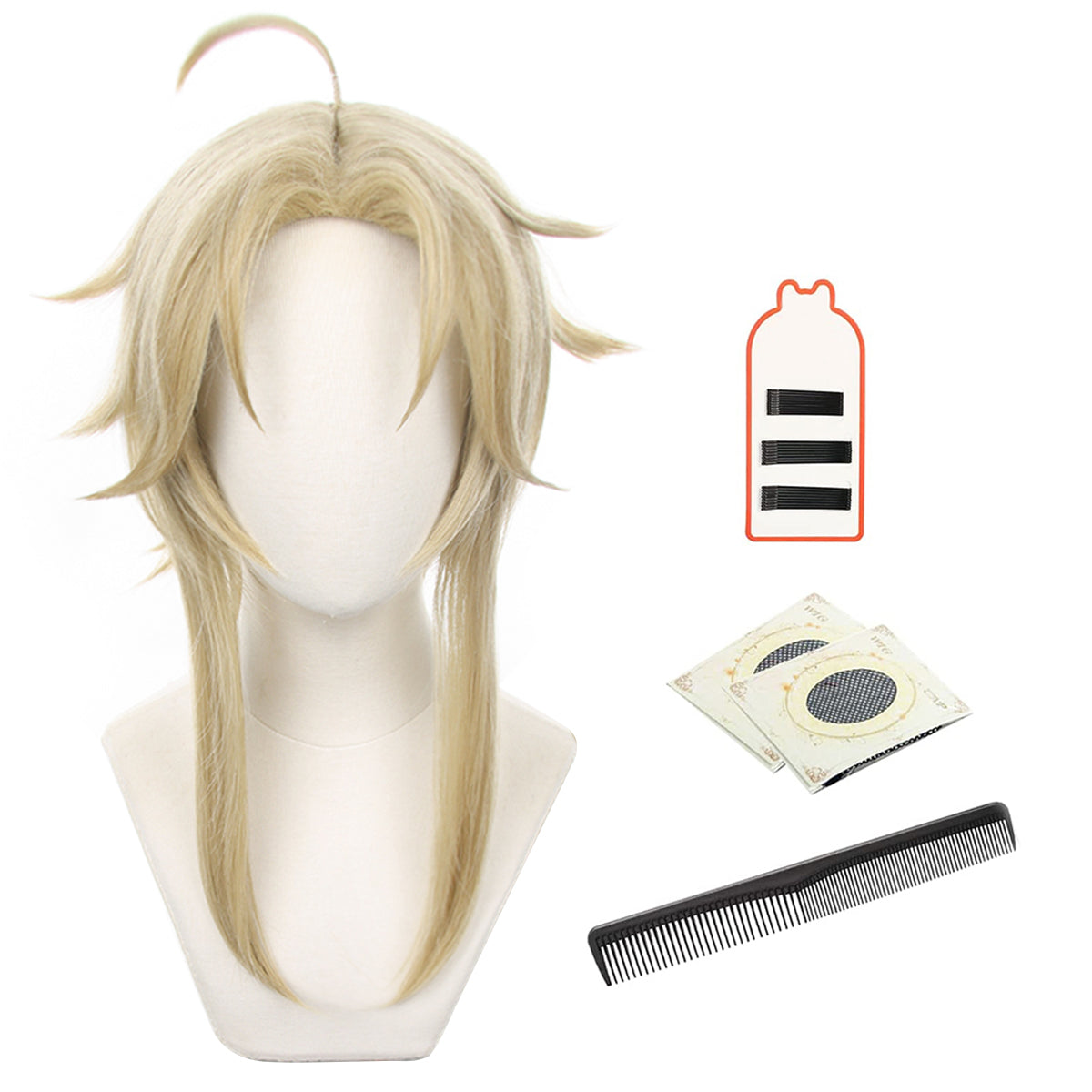 HOLOUN Honkai Star Rail Game Yanqing Cosplay Wig Rose Net Heat Resistant Synthetic Fiber Comb Hairpin Adjustable Halloween Party