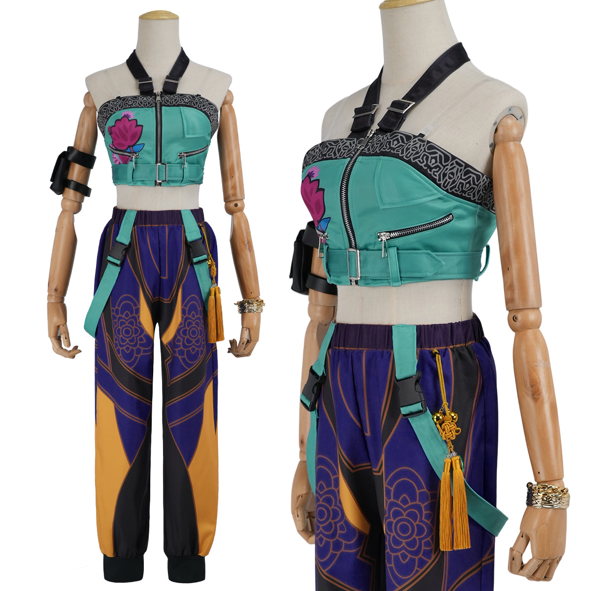 HOLOUN KPop Demon Hunters Anime Zoey Cosplay Costume Pants Top Animation Convention  Halloween Christmas