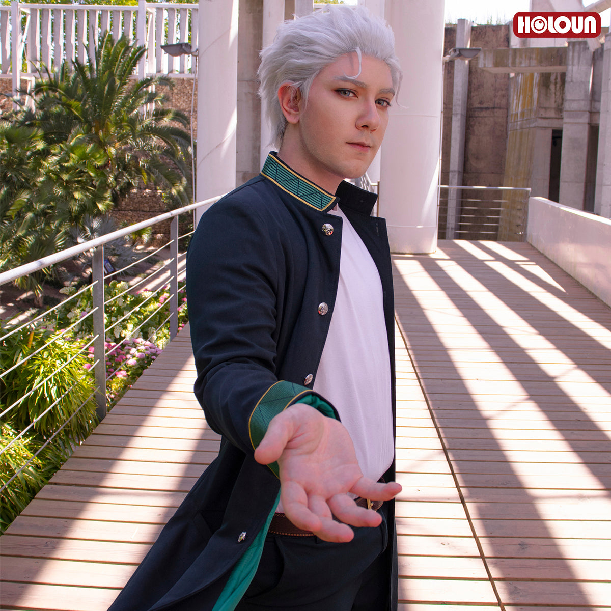 HOLOUN Wind Breaker Anime Hajime Umemiya Cosplay Costume Wig Green Long Trech Coat Uniform Pants White T-shirt Belt