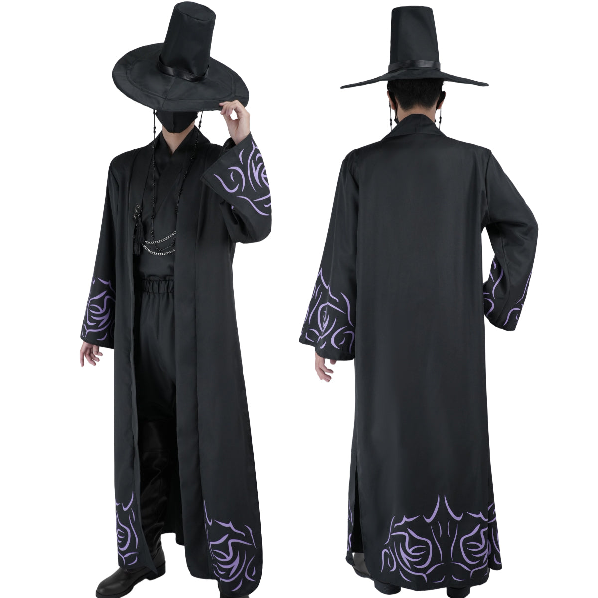 HOLOUN Anime Saja Boys Cosplay Costume Black Cloak Hat Top Pants Halloween Christmas Animation Convention Unisex