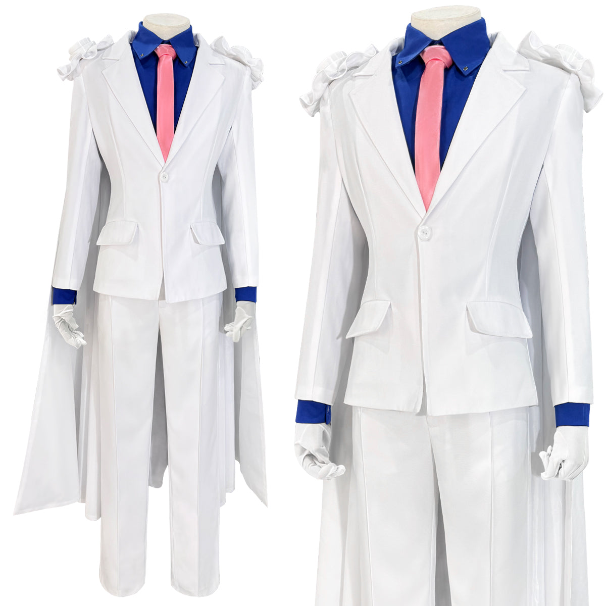 HOLOUN Detective Conan Anime Kuroba Kaito cosplay Costume White Cloak Suit Pants Dark Blue Shirt Red Tie Halloween Christmas