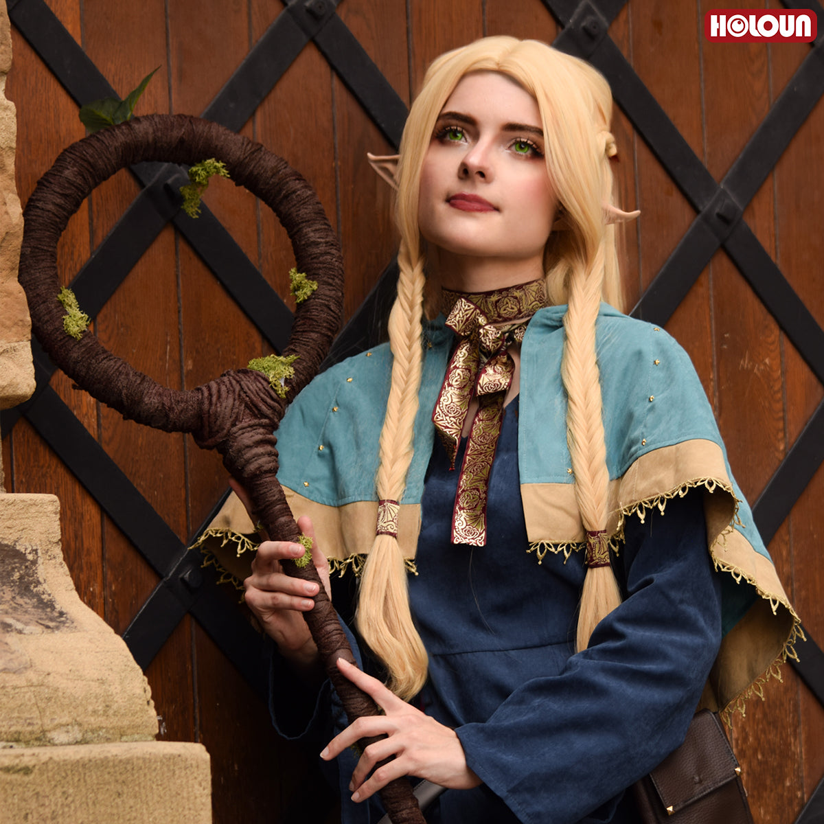 HOLOUN Delicious in Dungeon Anime Marcille Cosplay Costume Wig Shawl Cloak Dress Pants Rose Net