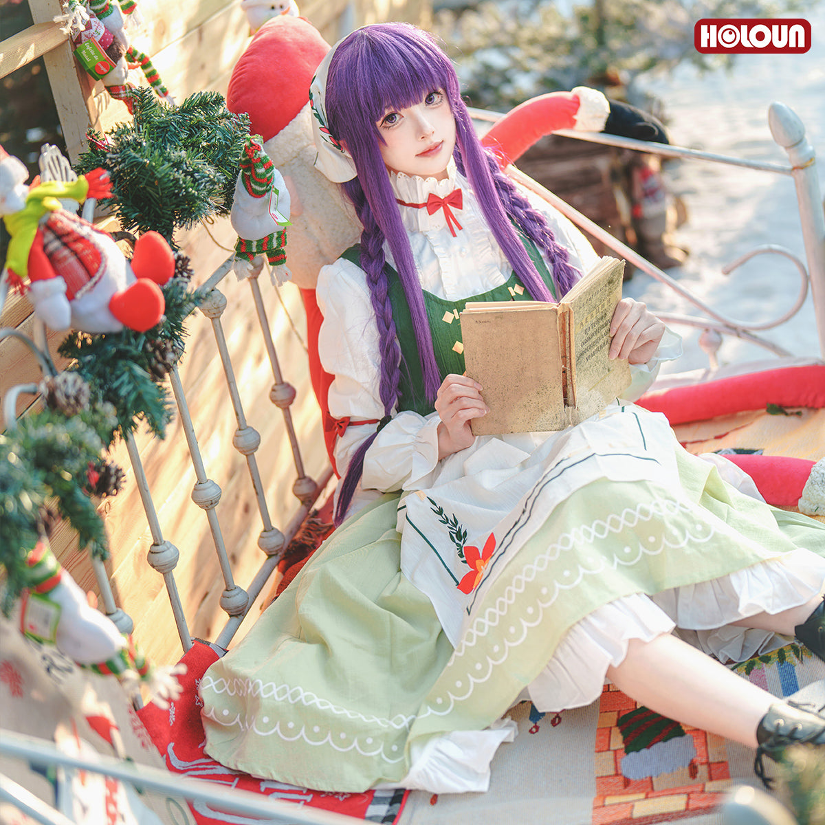 HOLOUN Frieren Beyond Journey's End Anime Fern Cosplay Costume Dress Shirt Embroidery Apron Handkerchief Headscarf Daily Wear