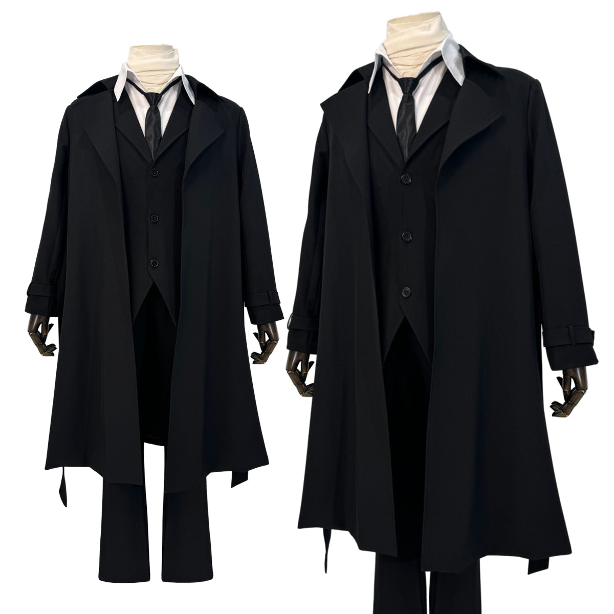 HOLOUN Bungo Anime Dazai Osamu Cosplay Costume Wig Black Lining Coat Elastic Pants Shirt Tie Daily Wearing Halloween Christmas