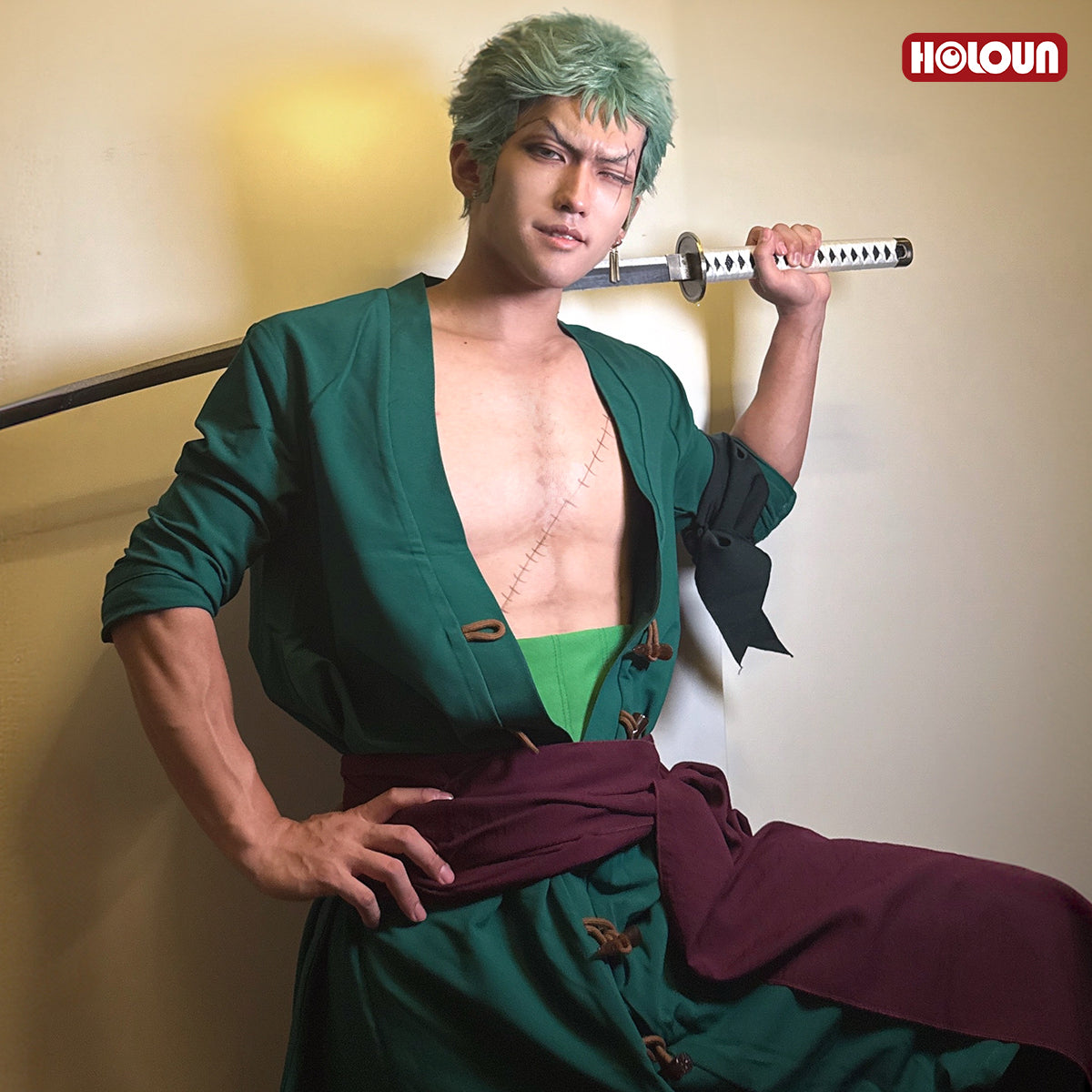 HOLOUN ONE Anime Roronoa Zoro Cosplay Costume Pants Haori Head Scarf Animation Convention 2025 Halloween Christmas Gift