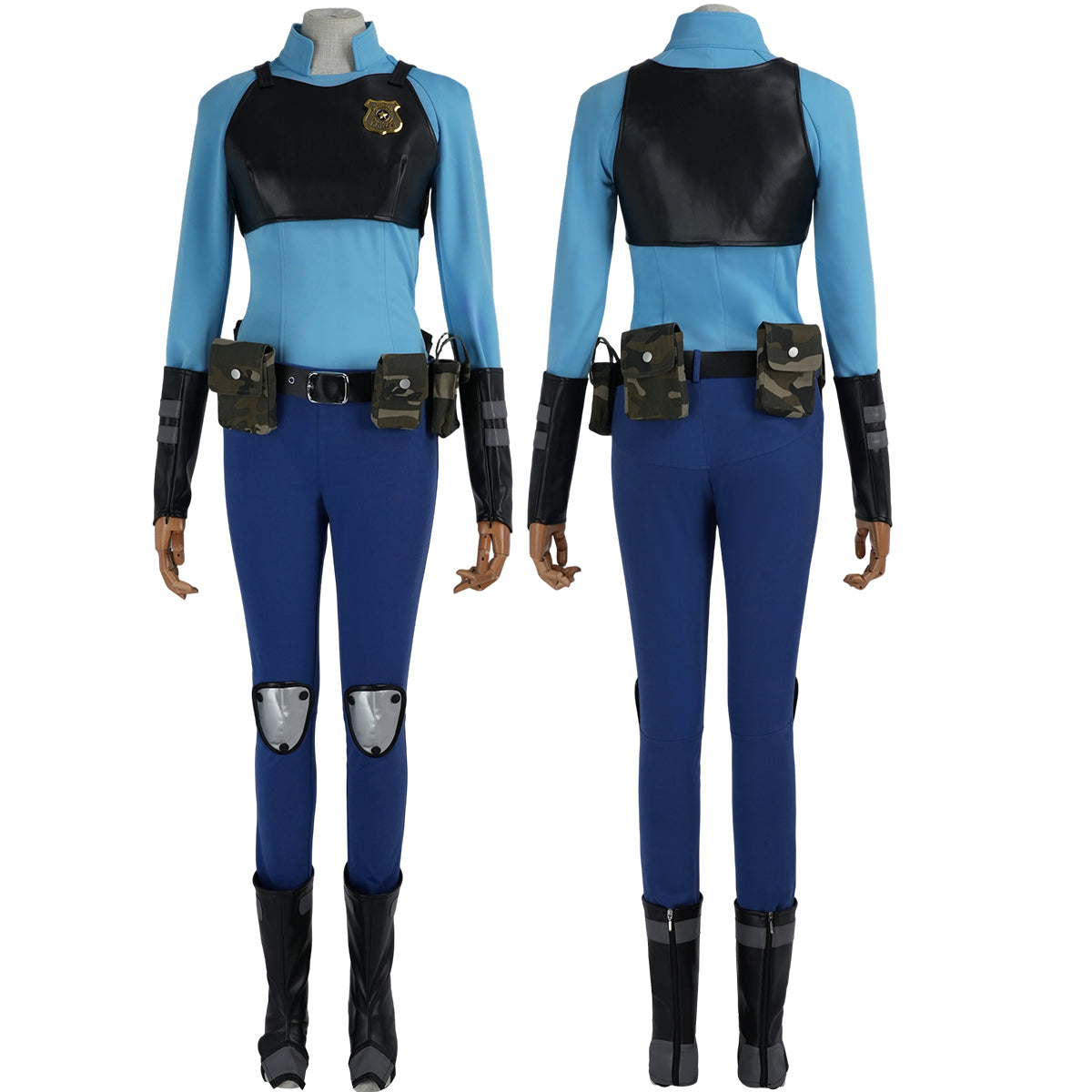 Pre-sale HOLOUN Zoo Movie Judith Hopps Cosplay Costume Black Faux Leather Vest Shirt Pants Gloves Bags Halloween Christmas Convention