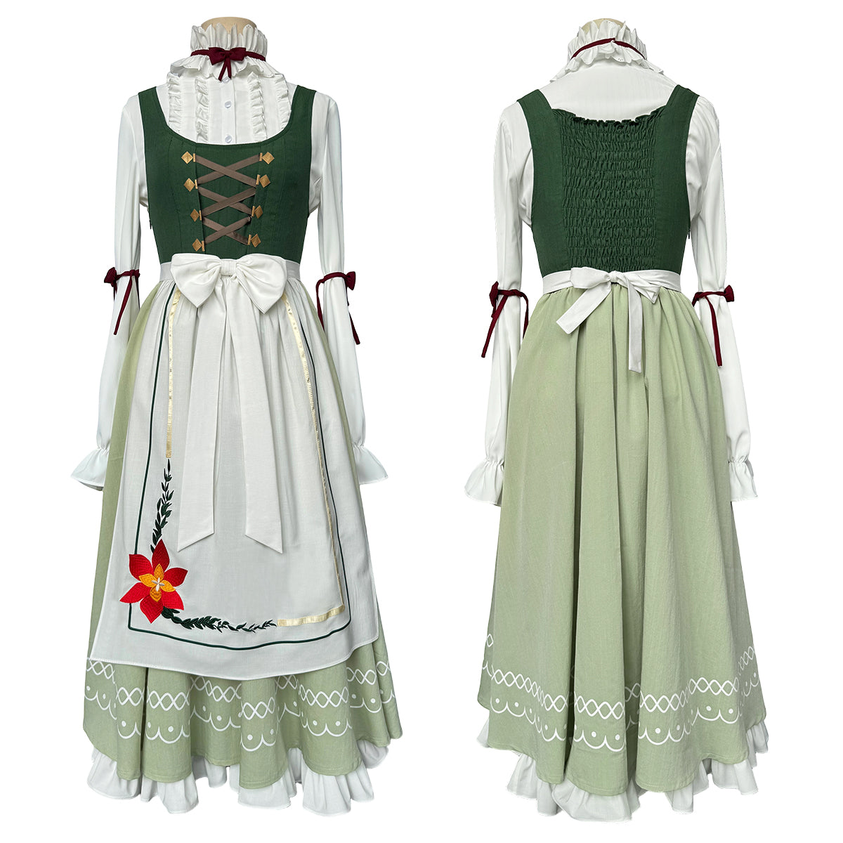 HOLOUN Frieren Beyond Journey's End Anime Fern Cosplay Costume Dress Shirt Embroidery Apron Handkerchief Headscarf Daily Wear