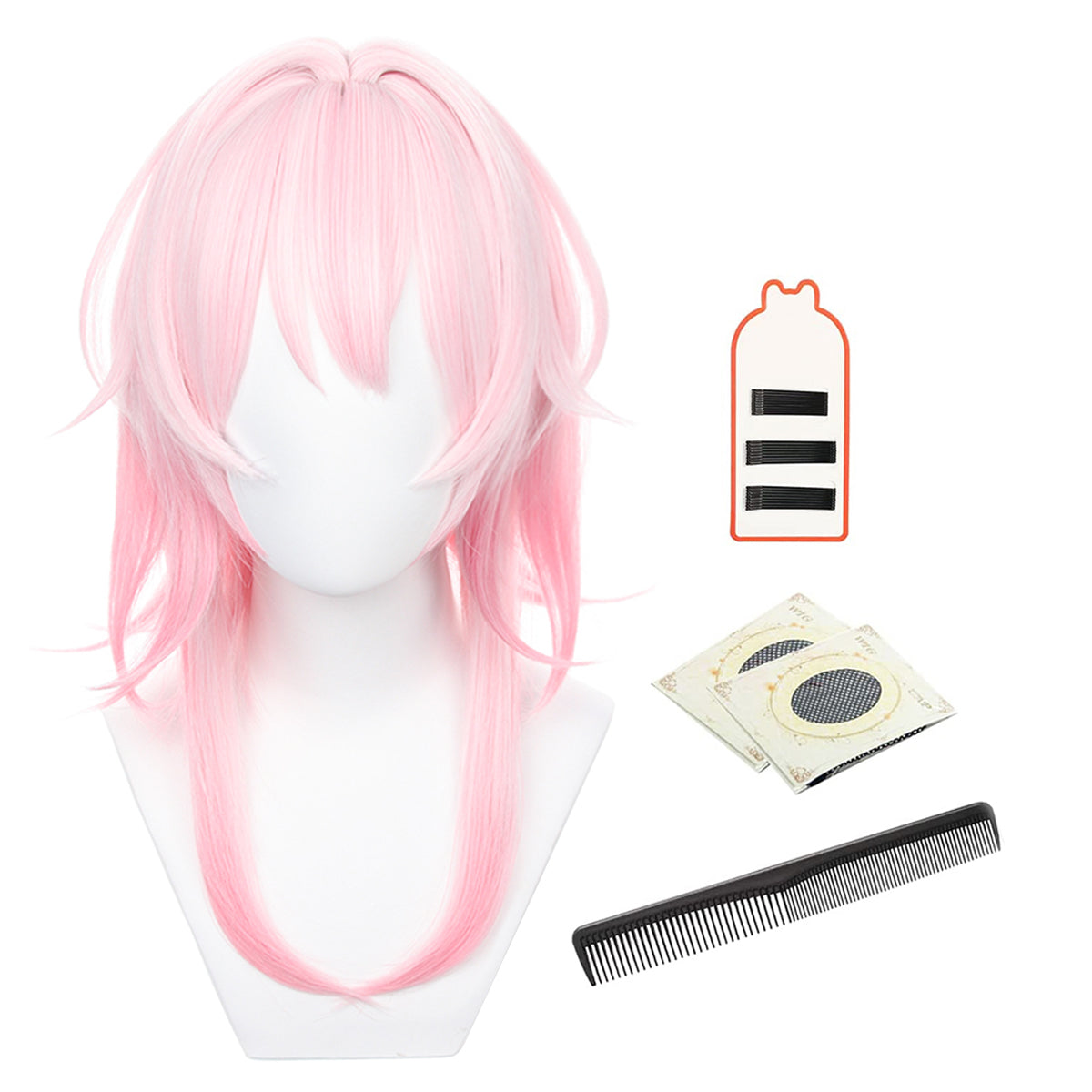 HOLOUN Honkai Star Rail Game March 7th Cosplay Wig Rose Net Heat Resistant Synthetic Fiber Comb Hairpin Adjustable Halloween