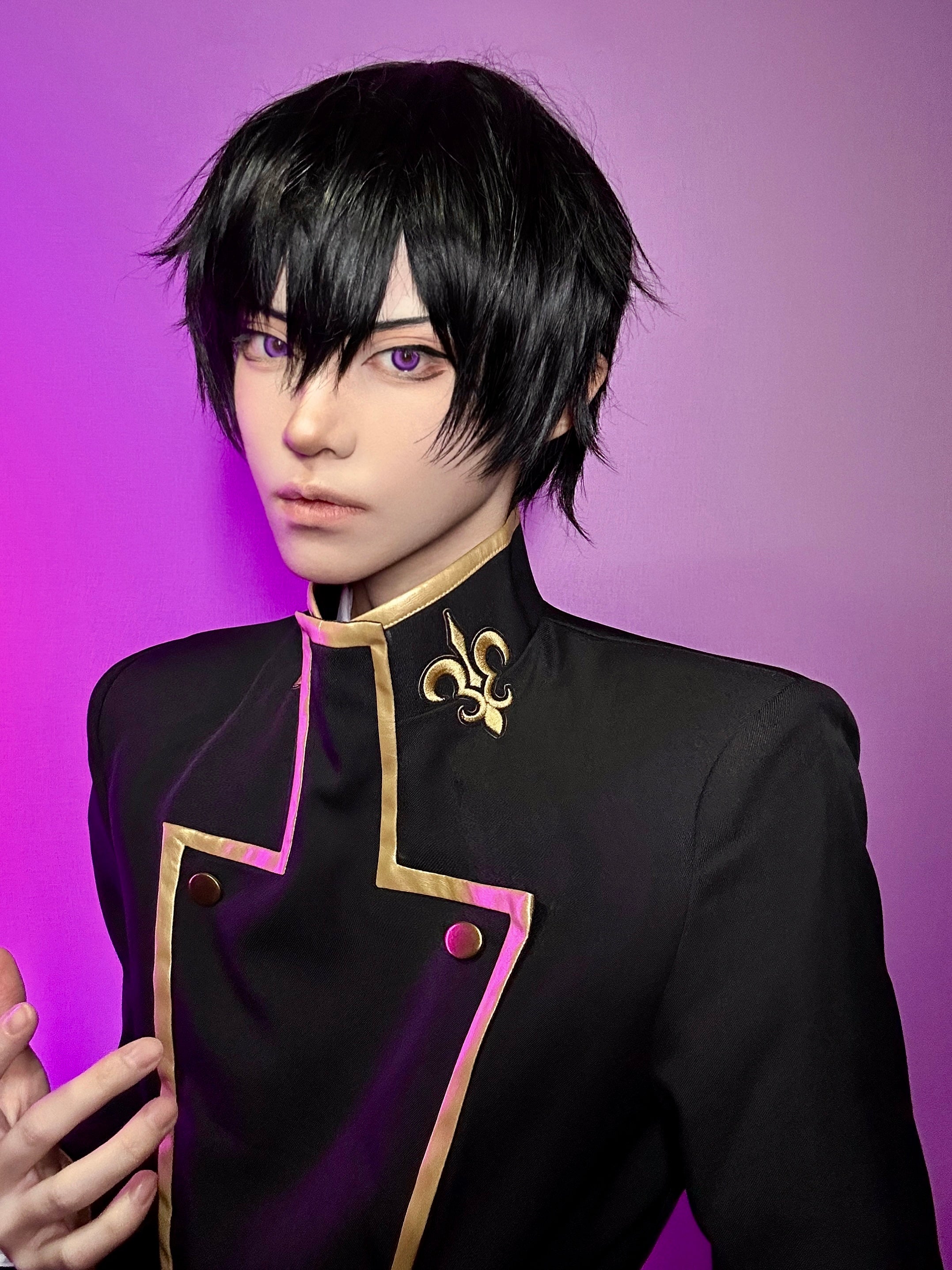 HOLOUN CODE GEASS Lelouch of the Rebellion Anime Lelouch Lamperouge Cosplay Costume Black Jacket Pants Belt Halloween Christmas