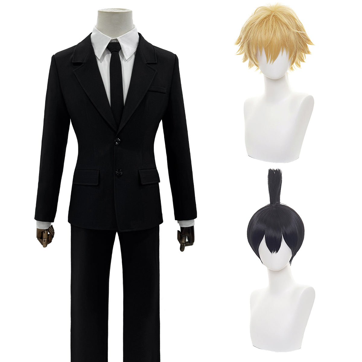Pre-sale HOLOUN Chainsaw Anime Denji Hayakawa Aki Cosplay Costume Wig Halloween Christmas Convention Black Suit Shirt Pant Tie Daily