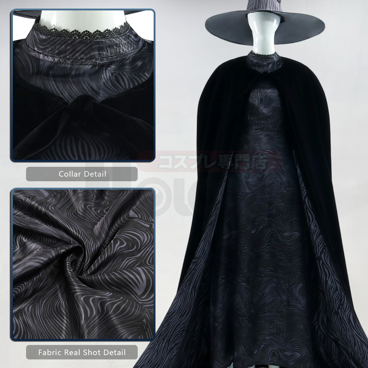 HOLOUN Film Elphaba Cosplay Costume Black Cape Dress Hat Stockings Animation Convention Halloween Christmas Gift