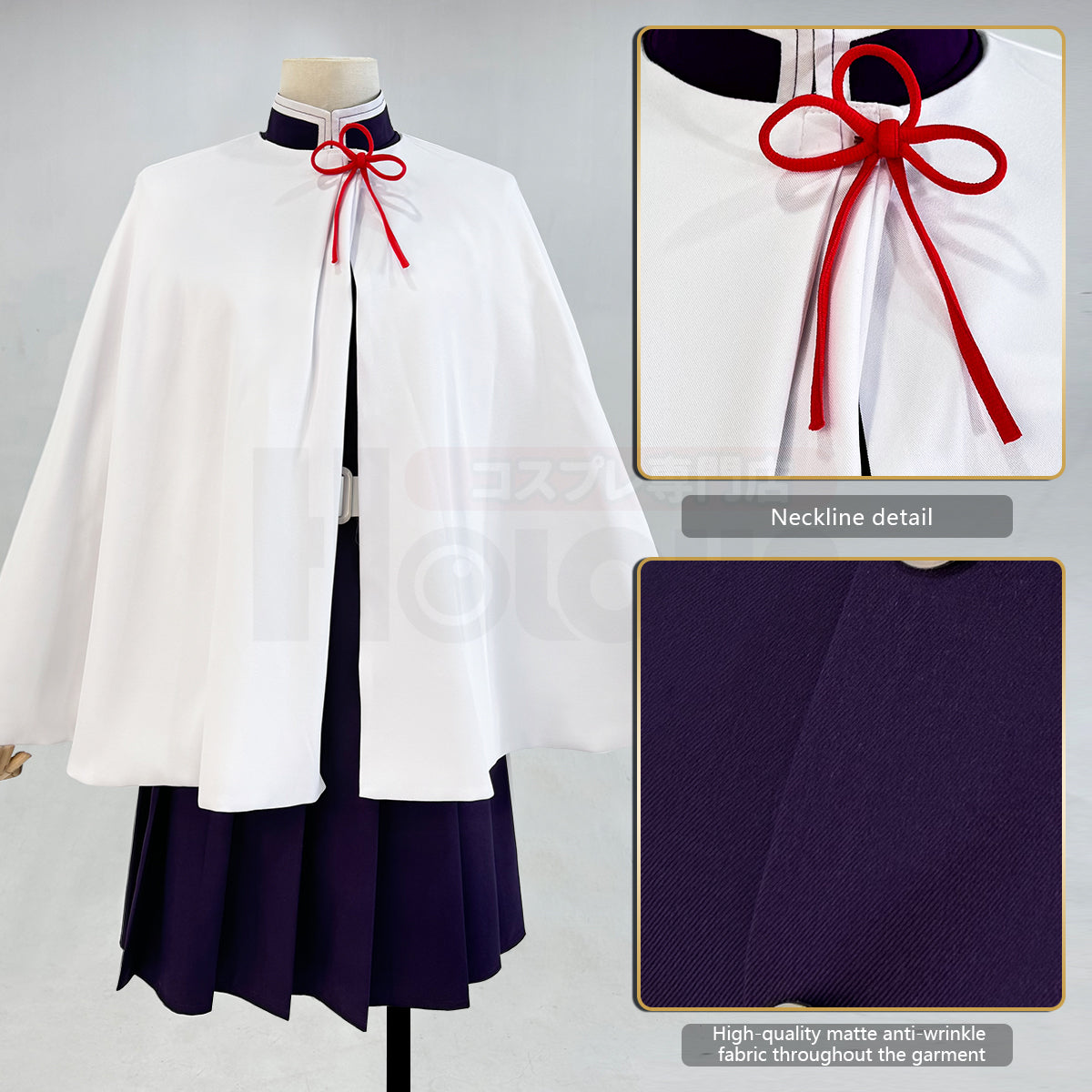 HOLOUN Demon Anime Tsuyuri Kanawo Cosplay Costume Wig Embroidery Purple Top Skirt White Cloak Belt Cos Halloween Christmas Gift