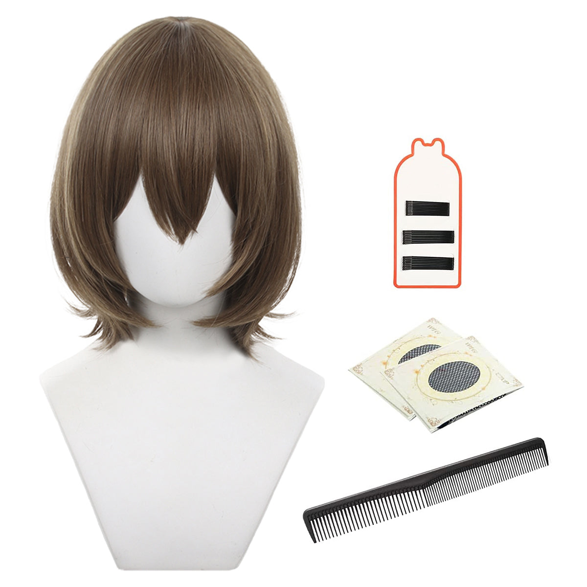 HOLOUN Game P5 Akechi Goro Cosplay Wig Rose Net Synthetic Fiber Adjustable Size Heat Resistant Cap Comb