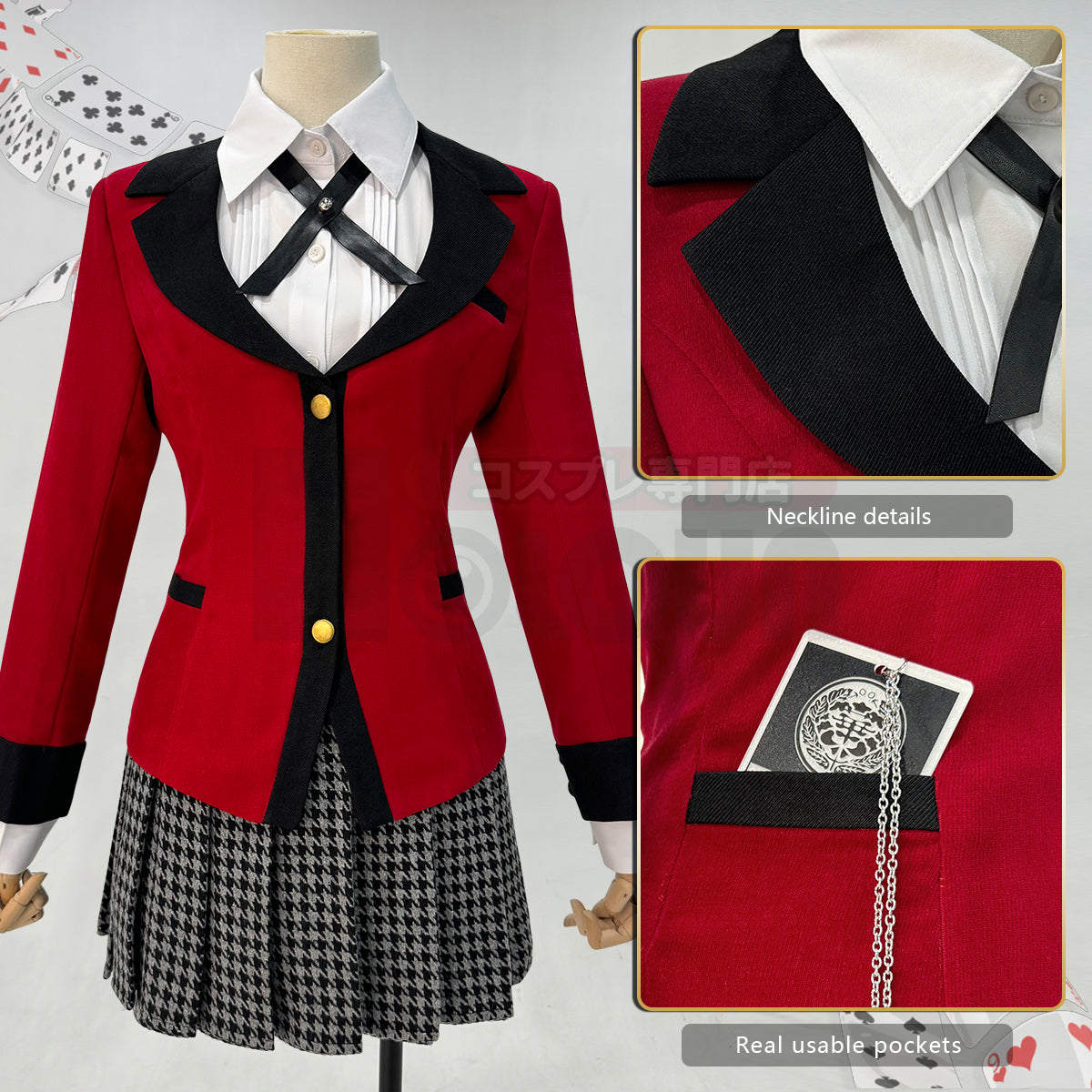 HOLOUN Kakegurui-Compulsive Gambler Anime Jabami Yumeko Cosplay Costume Wig Suit School Uniform Pendant Halloween Christmas