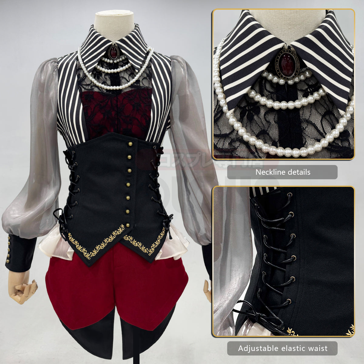 HOLOUN BanG Dream Ave Mujica Anime Amoris Nyamu Yutenji Costume Shirt Shorts Corset Necklace Cos Convention Daily Wear Gift