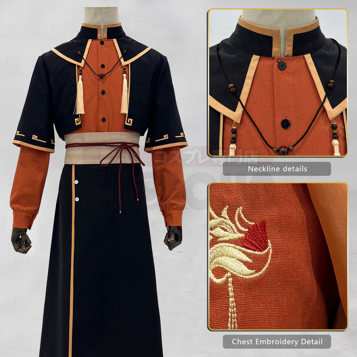 Pre-sale HOLOUN Xiao Hei Anime Sakini Cosplay Costume Embroidery Top Skirt Coat Belt Animation Convention Halloween Christmas Gift