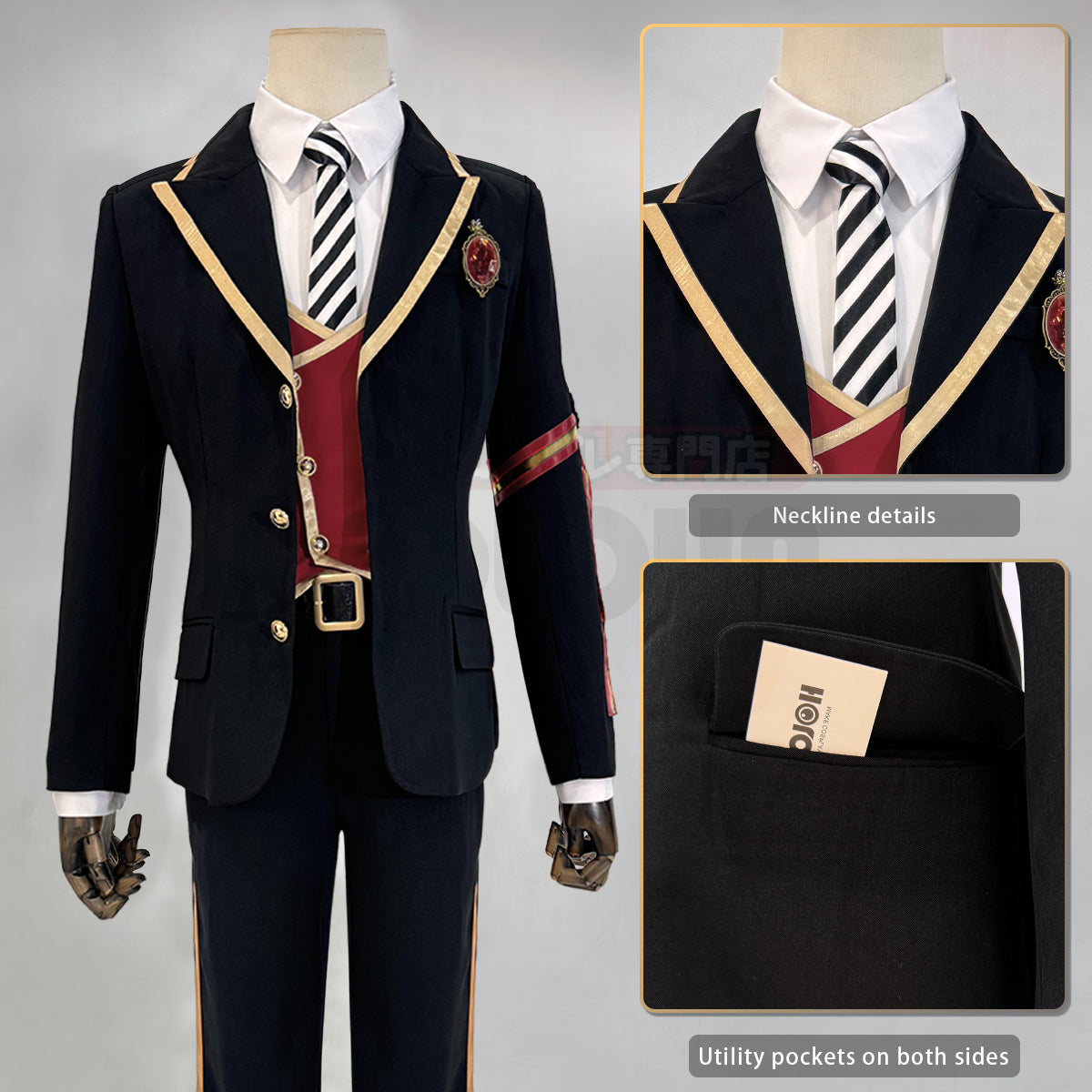 HOLOUN Twisted Wonderland Game ‌Scarabia Cosplay Costume School Uniform Suit Vest Shirt Tie