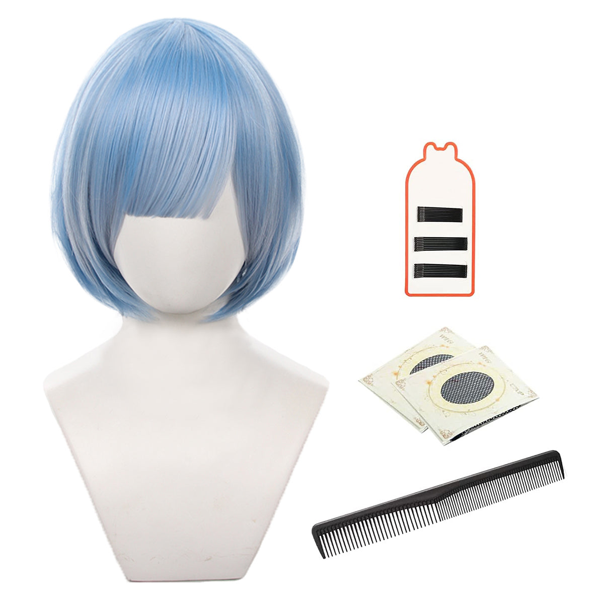 HOLOUN Re:Life In A Different World From Zero Anime Rem Cosplay Wig Rose Net Synthetic Fiber Adjustable Size Heat Resistant