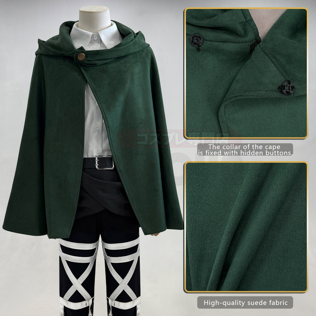 Pre-sale HOLOUN Anime Hanji Zoe Cosplay Costume Green Embroidery Cloak Shirt Pants Belts Animation Convention Halloween Christmas Gift