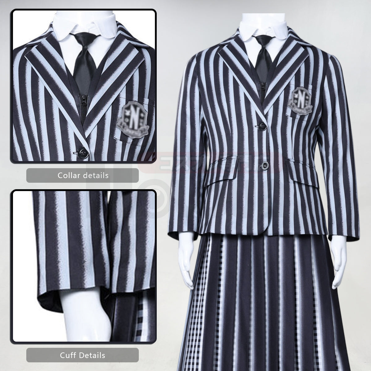 HOLOUN Enid Sinclai Bianca Barclay Child Cosplay Costume Striped School Uniform Skirt Sweater Suit Halloween Christmas 110-150