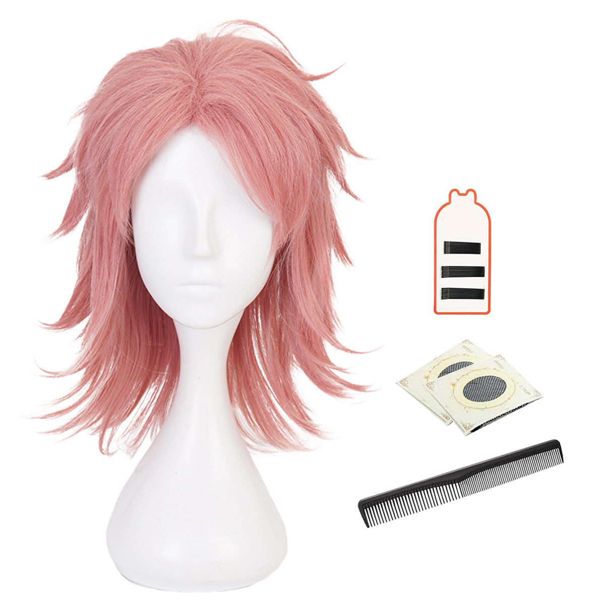 HOLOUN Anime Sabito Cosplay Wig Rose Net Synthetic Fiber Adjustable Size Heat Resistant Cap Comb Halloween Cos Convention