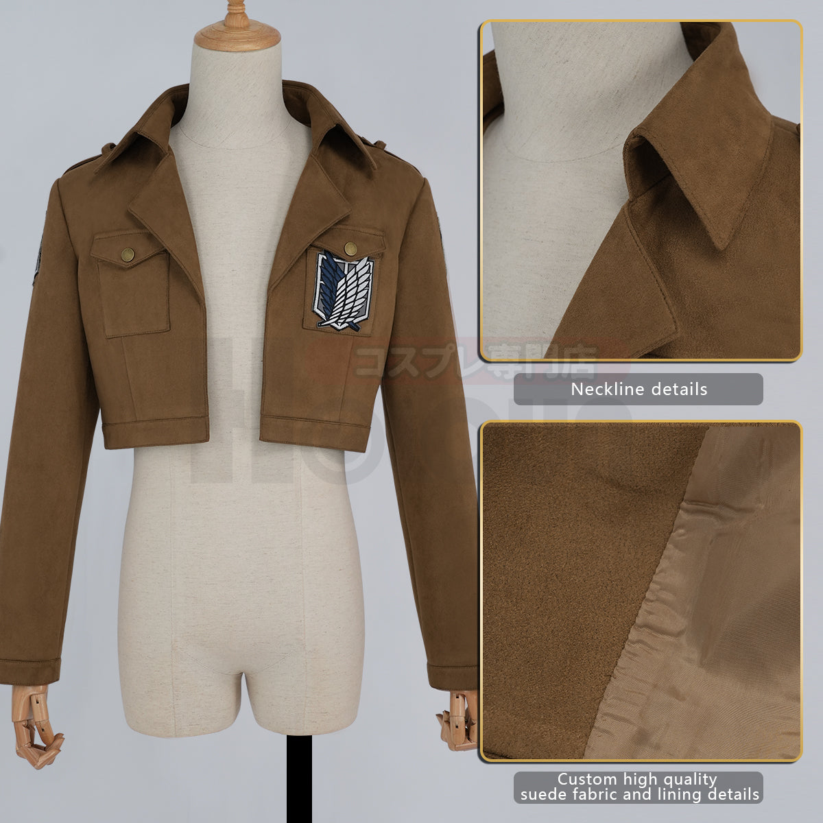 HOLOUN Anime Levi Eren Jaeger Mikasa Ackerman Armin Arlert Hanji Cosplay Costume Unisex Survey Corps Cloak Jacket Embroidery