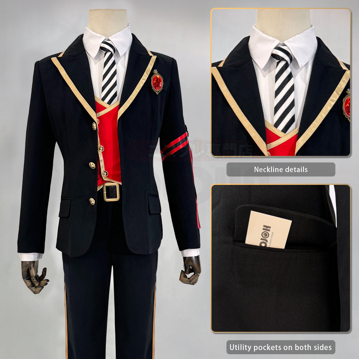 HOLOUN Twisted Game Heartslabyul Cosplay Costume School Uniform Suit Vest Shirt Tie