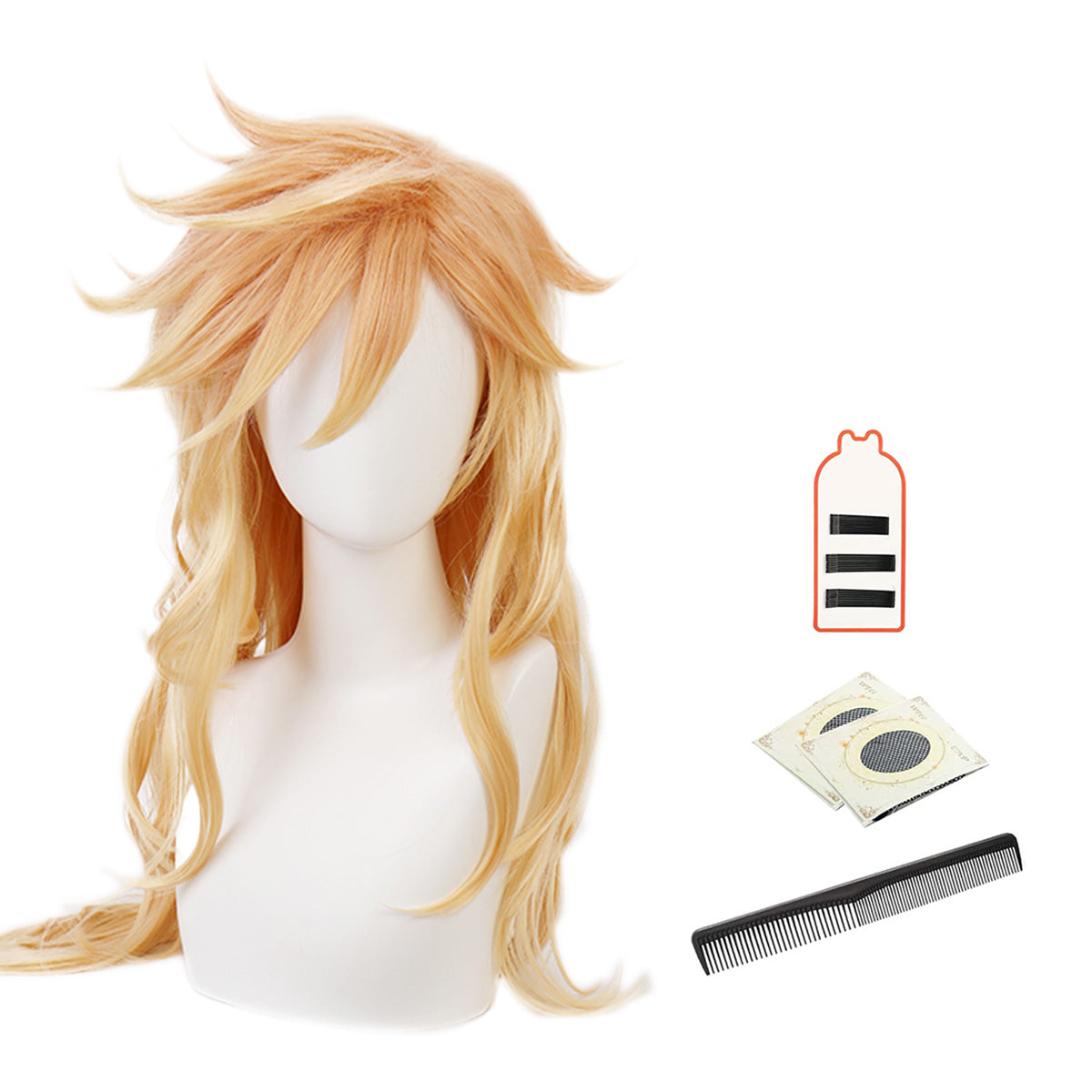 HOLOUN Anime Douma Cosplay Wig Rose Net Synthetic Fiber Adjustable Size Heat Resistant Cap Comb Halloween Cos Convention