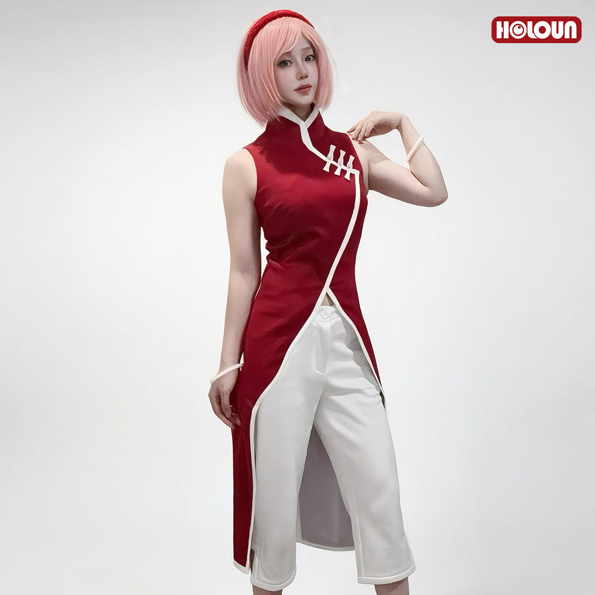 HOLOUN Anime Haruno Sakura Cosplay Costume Top Pants Halloween Christmas Animation Convention Gift