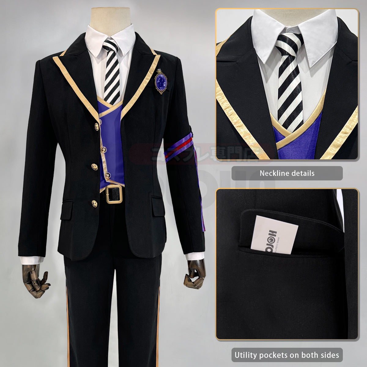 HOLOUN Twisted Wonderland Game ‌‌Pomefiore Cosplay Costume School Uniform Suit Vest Shirt Tie