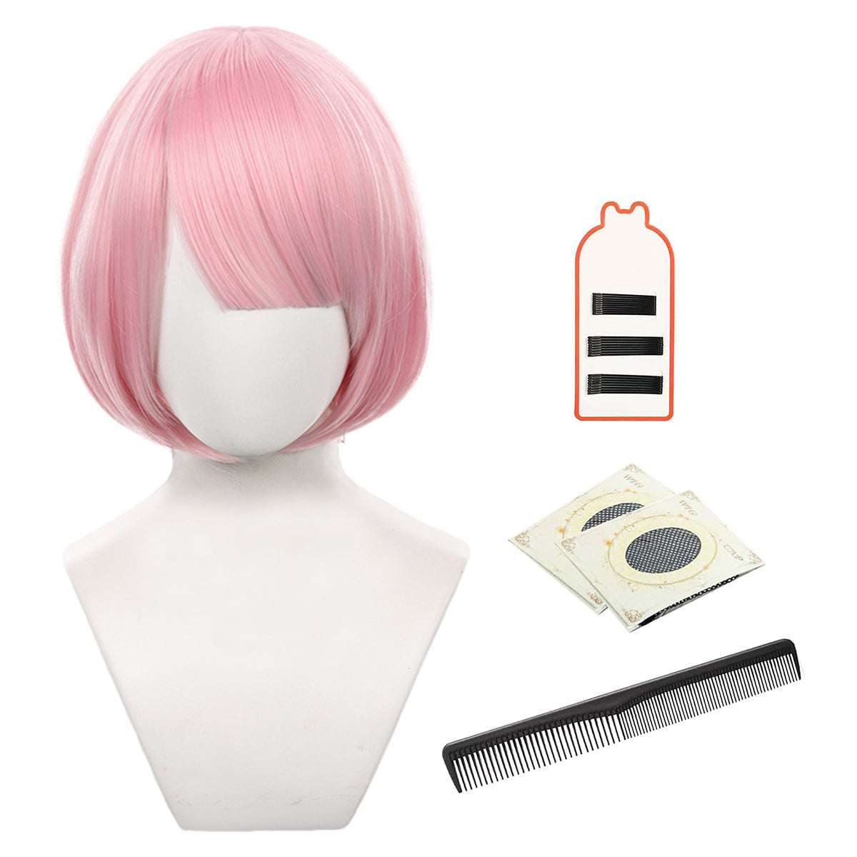 HOLOUN Re:Life In A Different World From Zero Anime Ram Cosplay Wig Rose Net Synthetic Fiber Adjustable Size Heat Resistant