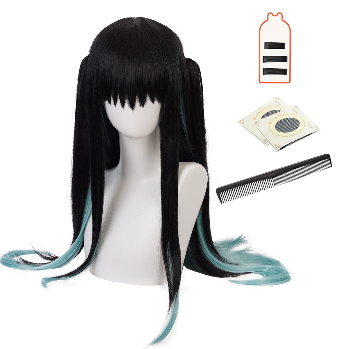 HOLOUN Anime Tokitou Muichirou Cosplay Wig Rose Net Synthetic Fiber Adjustable Size Heat Resistant Cap Comb Halloween Cos