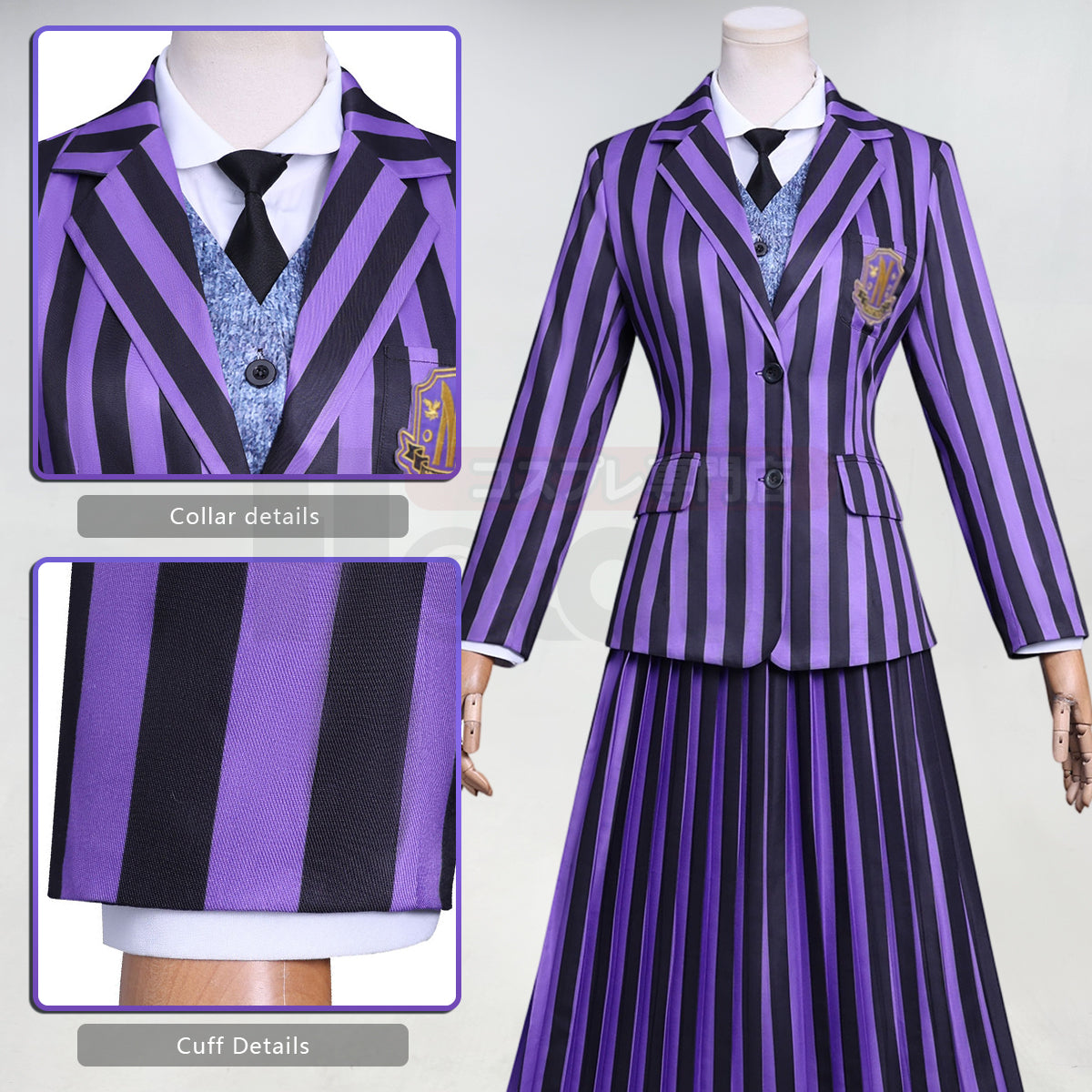 HOLOUN Enid Sinclai Bianca Barclay Cosplay Costume Striped School Uniform Skirt Sweater Embroidery Suit Halloween Christmas