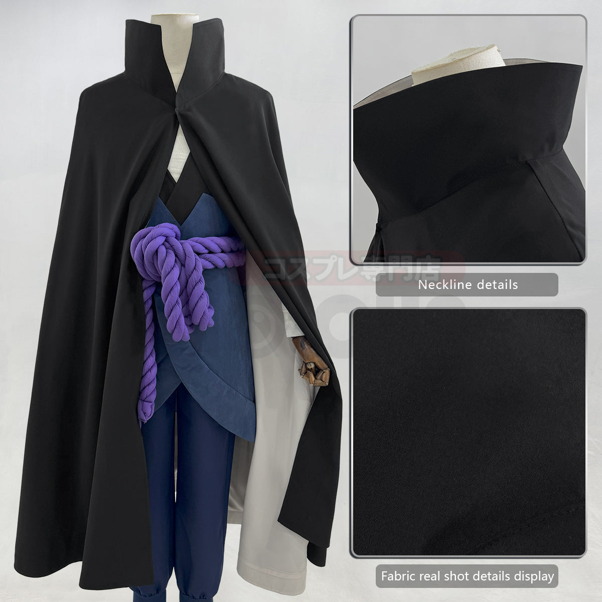 Pre-sale HOLOUN Anime Uchiha Sasuke Cosplay Costume Cloak Vest Pants Purple Belt Halloween Christmas Animation Convention