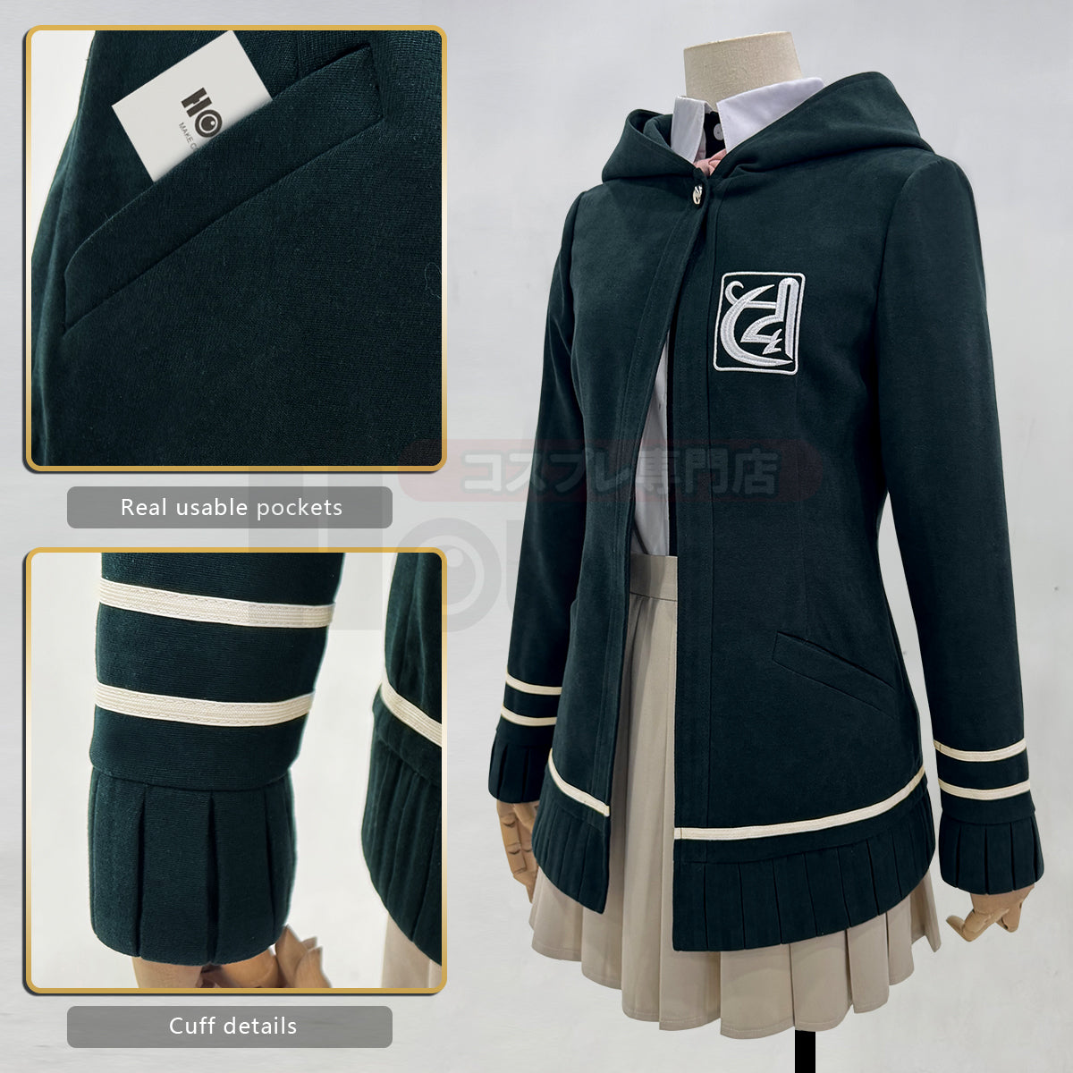 HOLOUN Danganronpa Game Trigger Happy Havoc Nanami ChiaKi Cosplay Costume Coat Shirt Skirt Hair Clip School Uniform Cos