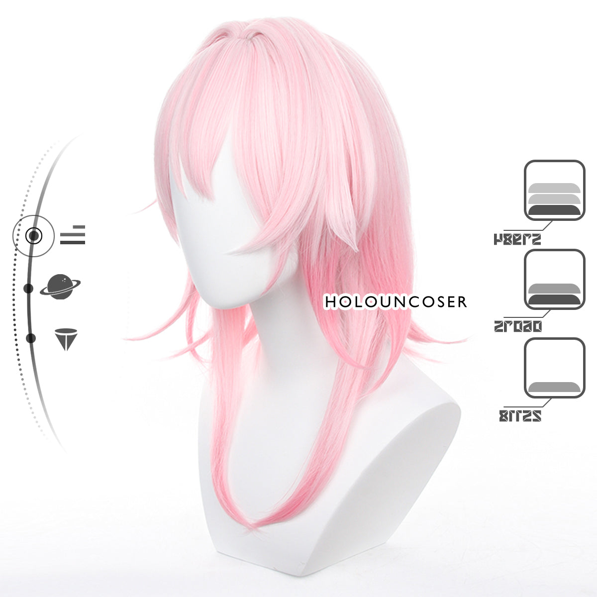 HOLOUN Honkai Star Rail Game March 7th Cosplay Wig Rose Net Heat Resistant Synthetic Fiber Comb Hairpin Adjustable Halloween