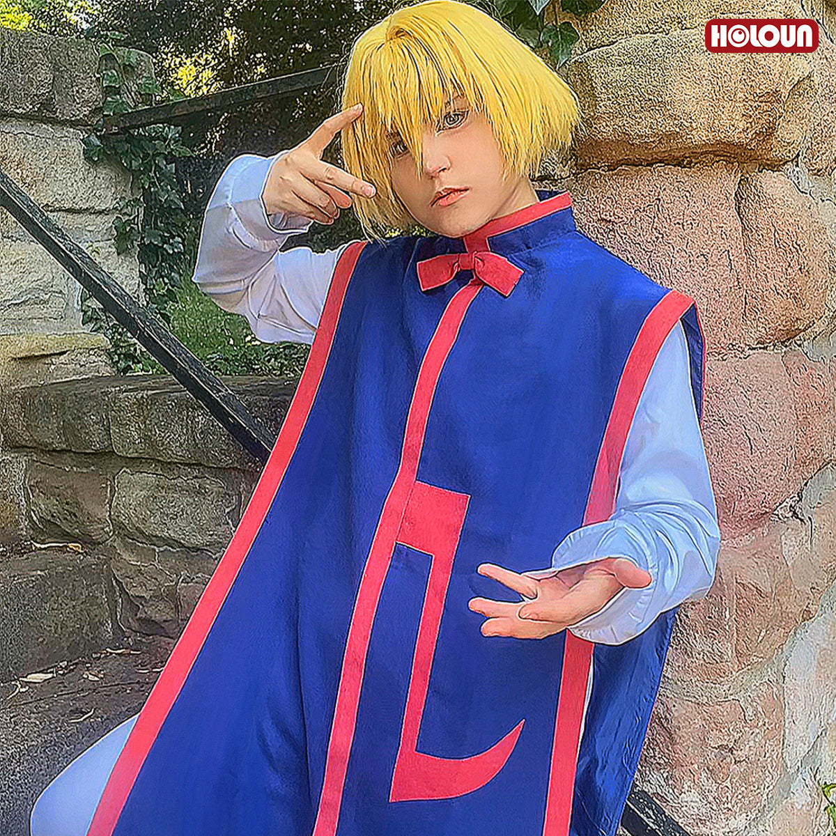 HOLOUN Hunter Anime Kurapika Cosplay Costume Blue Red Vest Shirt Pants Cos Convention Halloween Christmas Gift