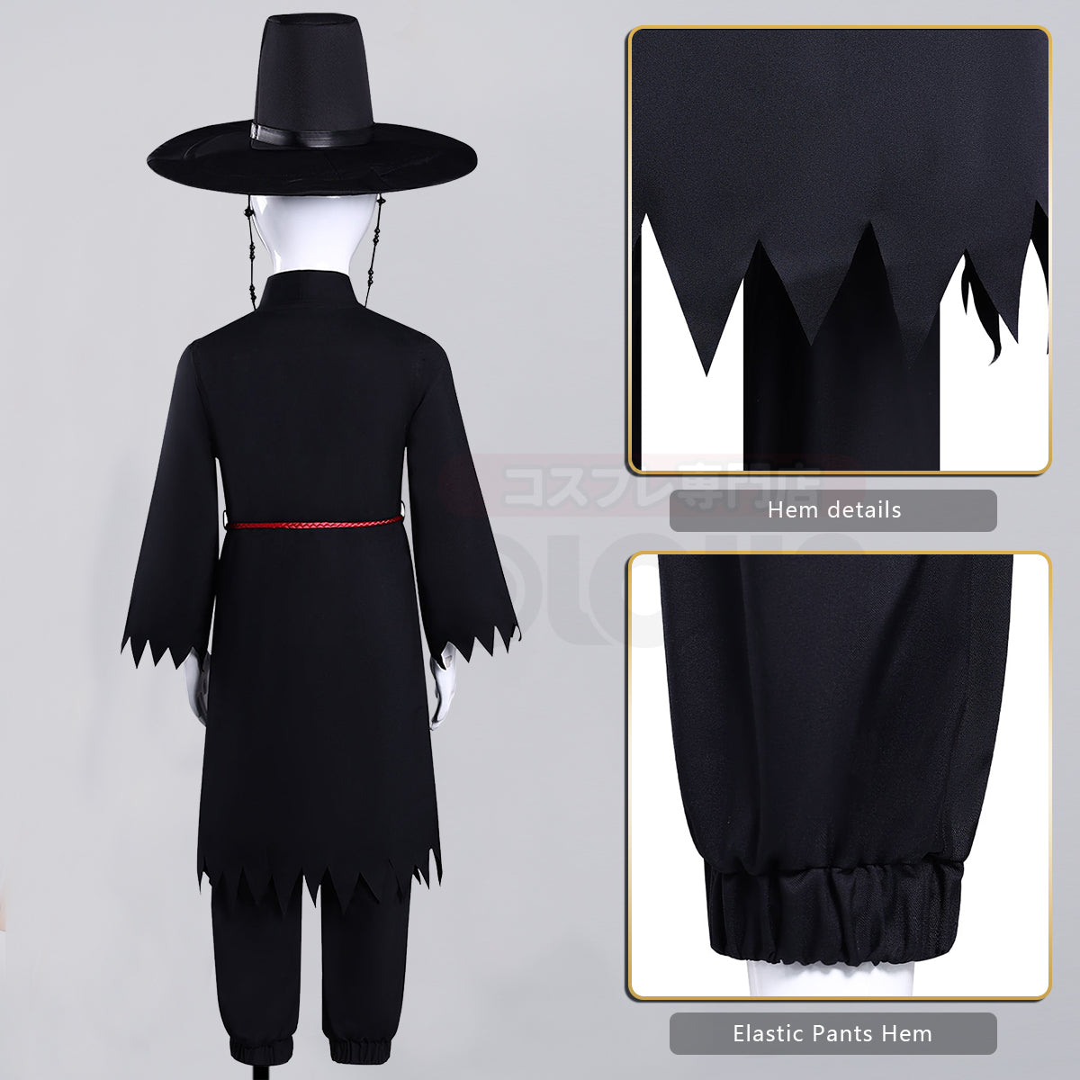 HOLOUN Anime Cosplay Costume Saja Boys Jinu Abby Black Vest Cloak Hat Pants Waist Chain Halloween Christmas Gift