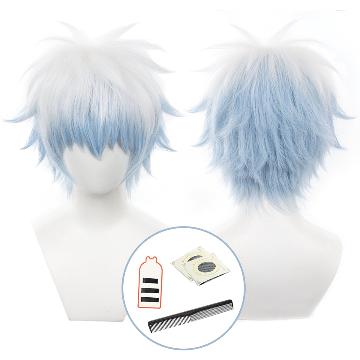 HOLOUN Gintama Anime Sakata Gintoki Cosplay Wig Rose Net Synthetic Fiber Adjustable Size Heat Resistant Halloween