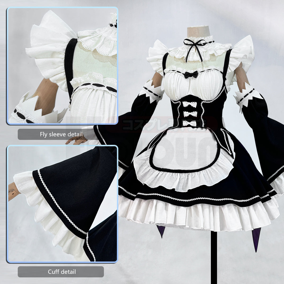 HOLOUN Re:Life In A Different World From Zero Anime Rem Cosplay Costume Wig Lolita Maid Dress Black White Halloween Christmas