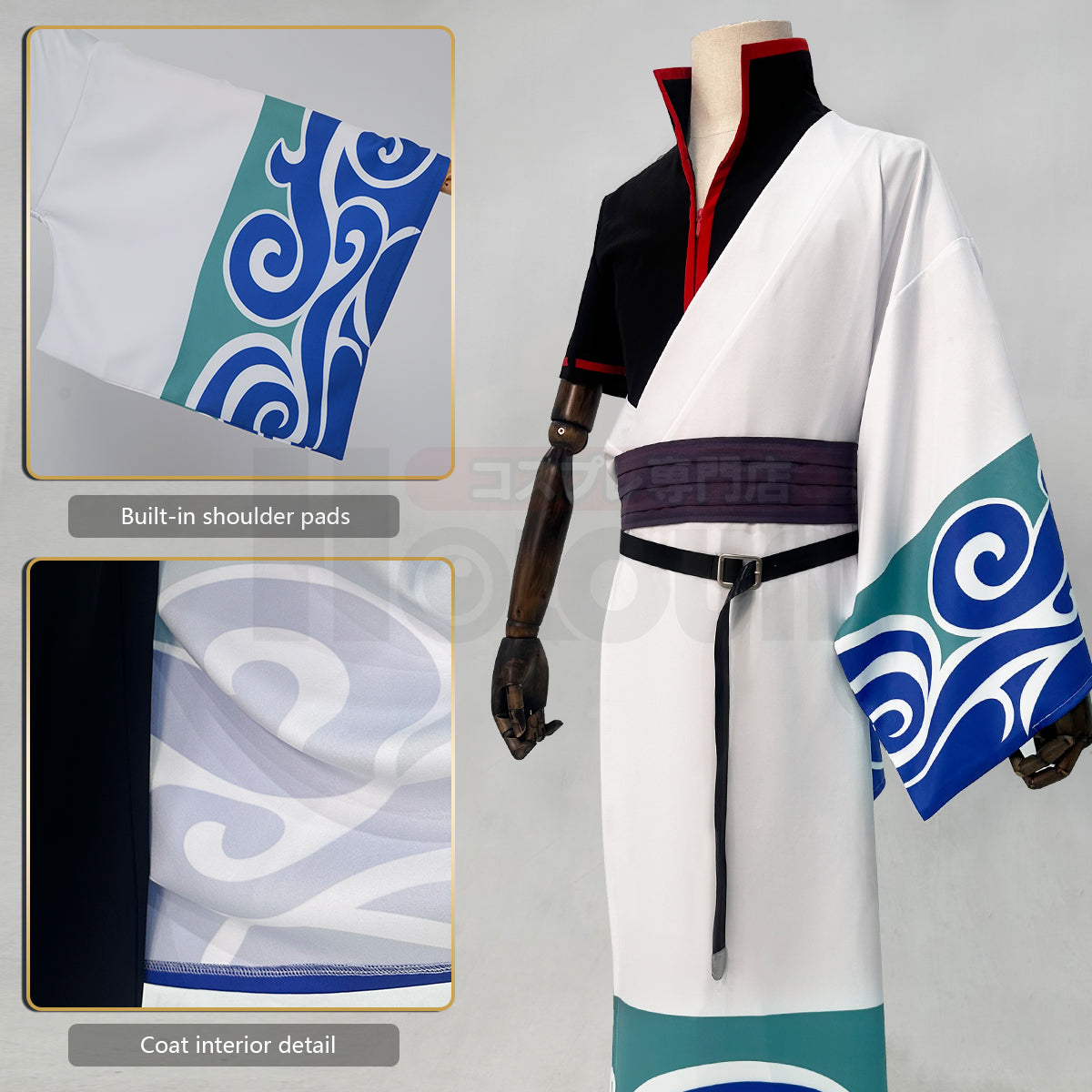 HOLOUN Gintama Anime Sakata Gintoki Cosplay Costume Wig Kimono Top Pants Cos Convention Halloween Christmas Gift