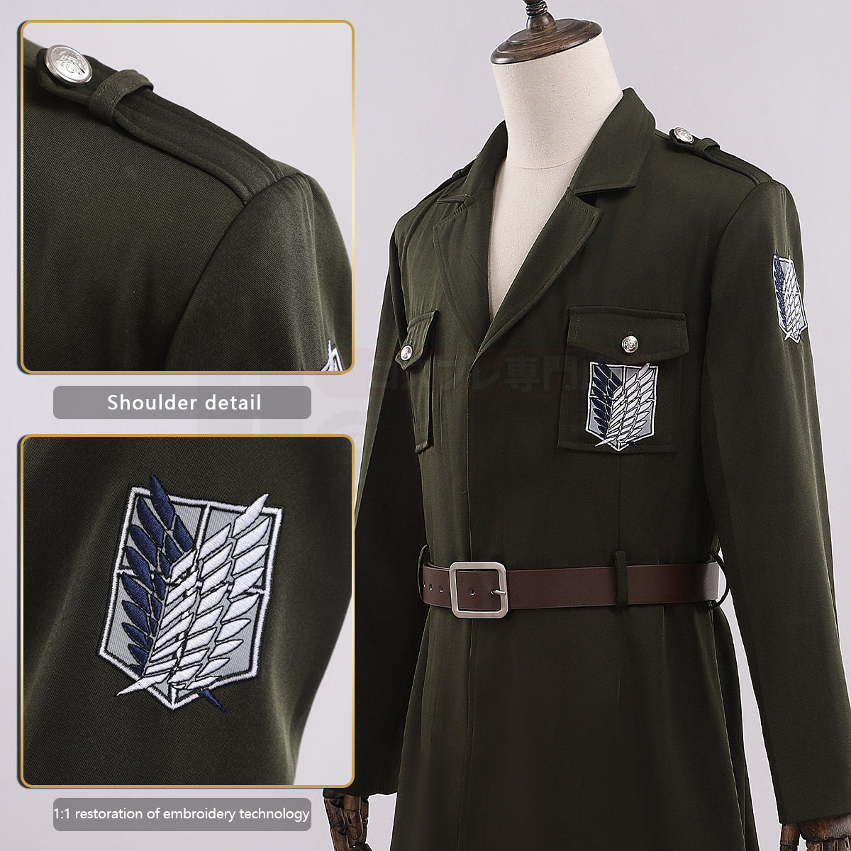 HOLOUN Anime Levi Hanji Zoe Mikasa Ackerman Armin Arlert Cosplay Costume Army Uniform Embroidery Coat Pants Christmas Gift