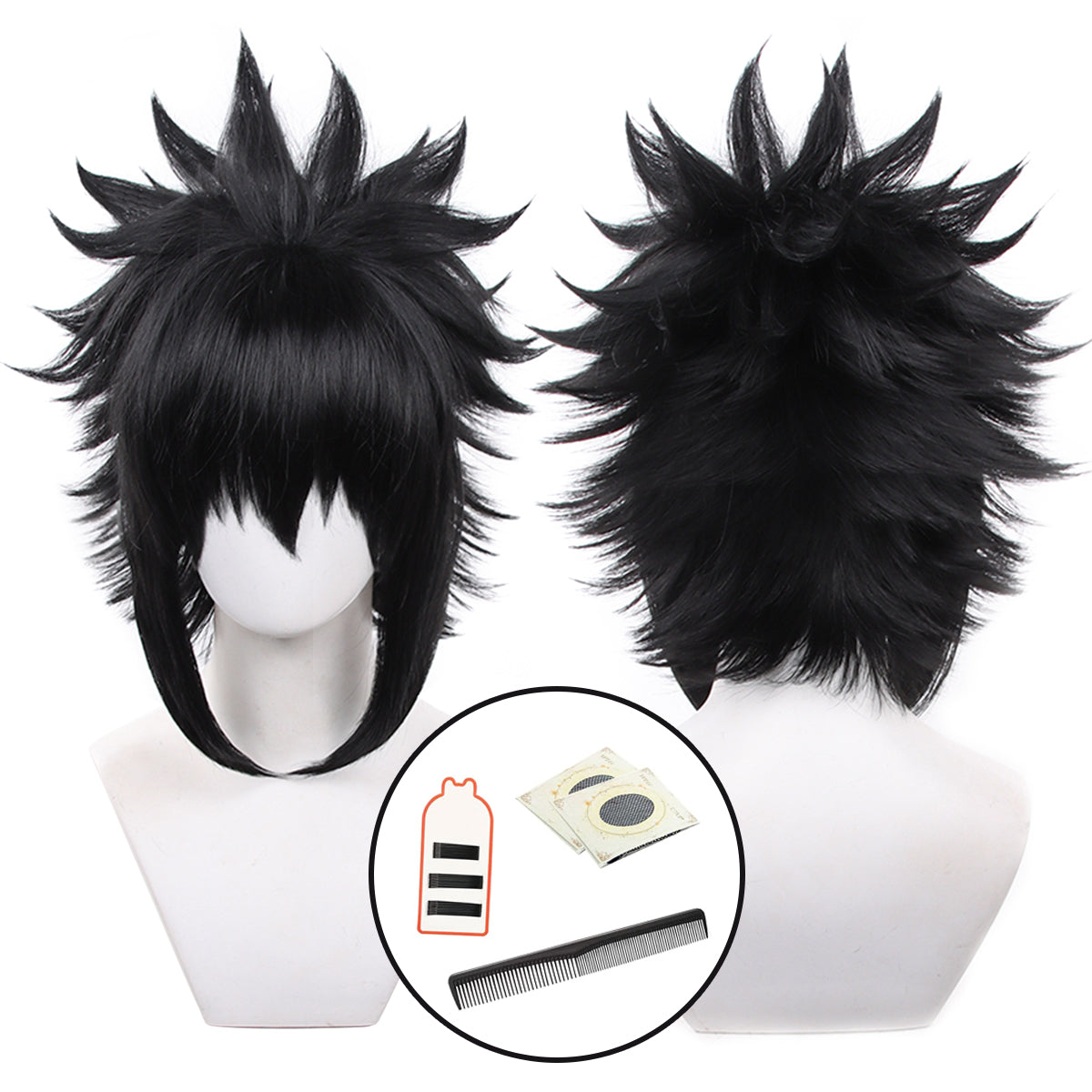 HOLOUN Anime Uchiha Sasuke CosplayWig Rose Net Synthetic Fiber AdjustableSize Heat Resistant Cap